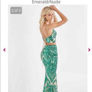 Fabulous Sparkly Green/Tan Prom Gown